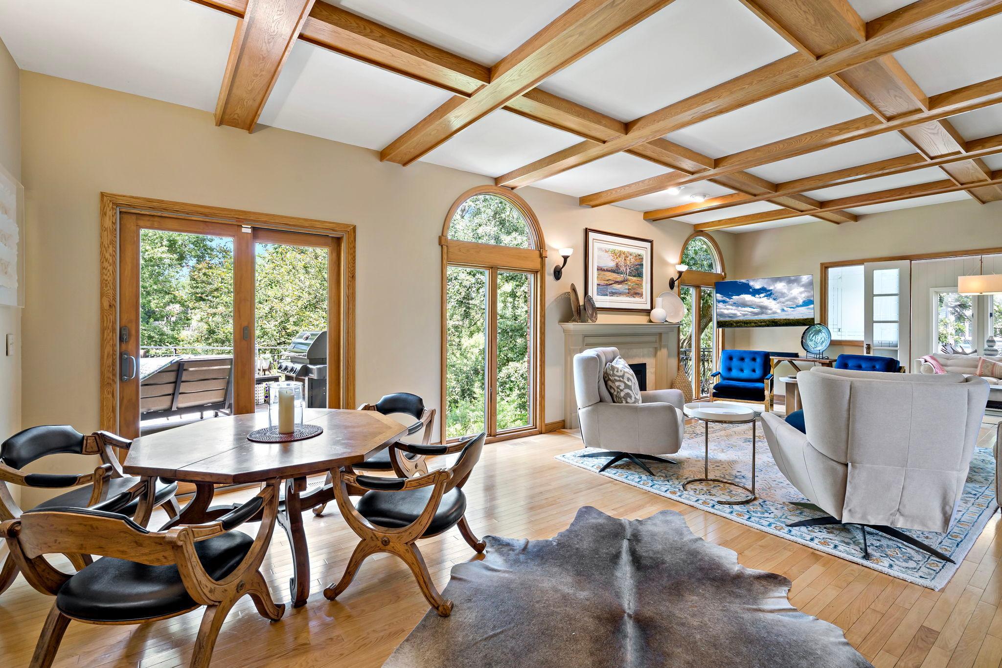 Living room includes formal sitting areas as well as space for intimate gatherings