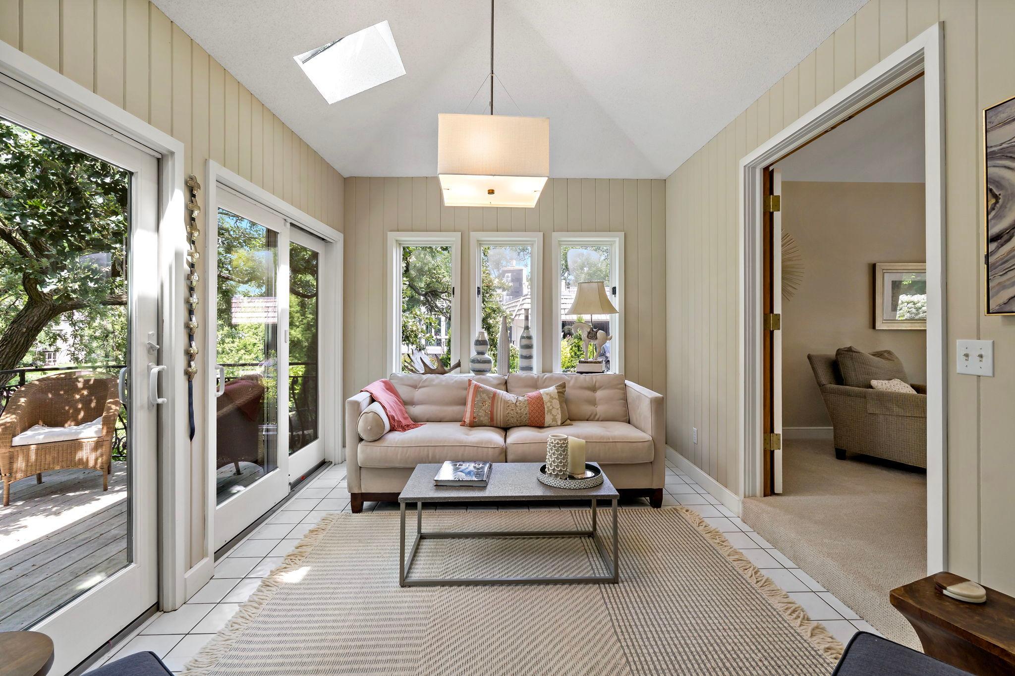 The sunroom provides a treetop escape