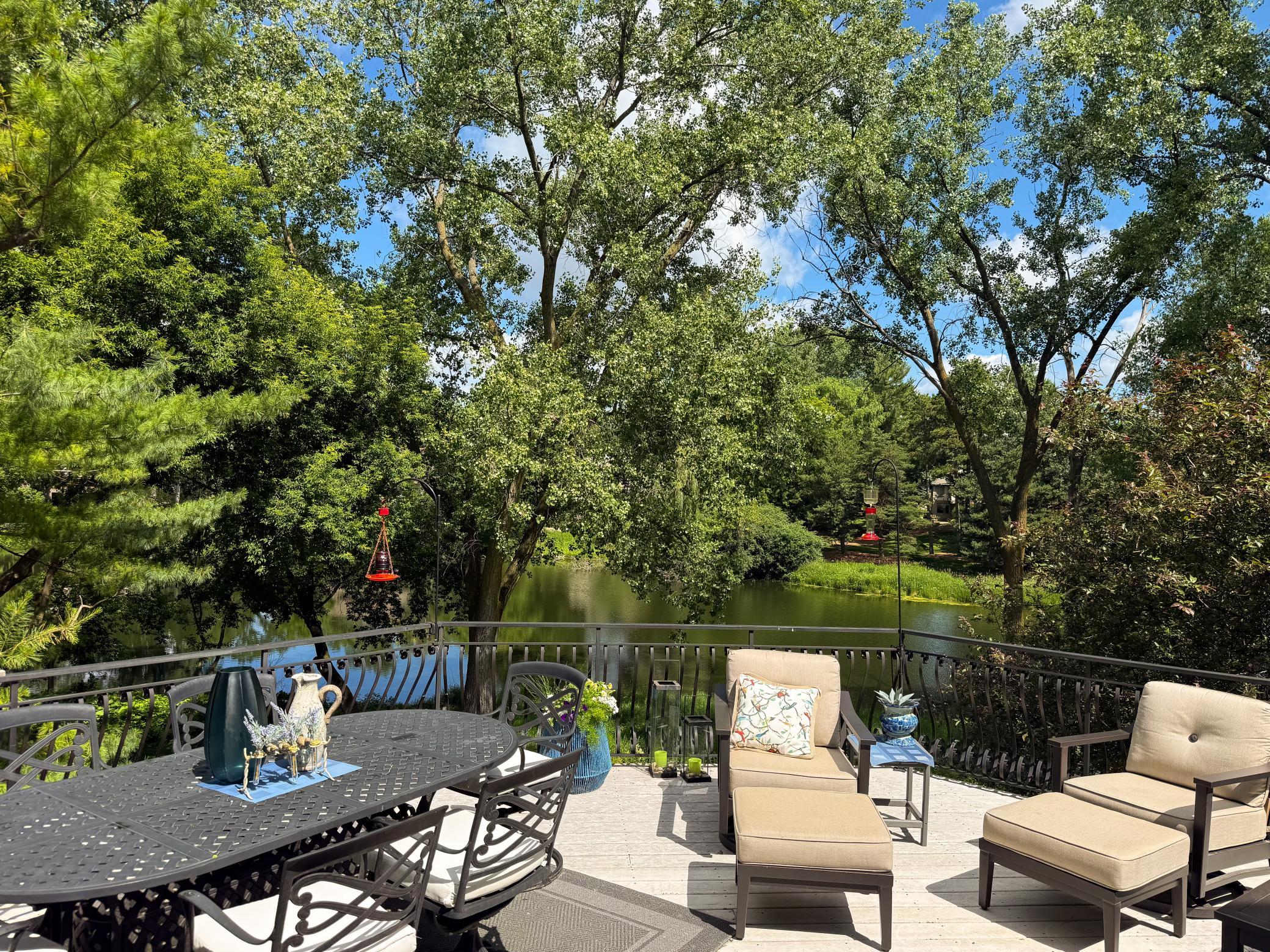 Deck provides unbeatable views of the backyard and pond