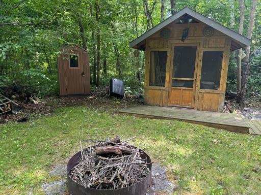 Cozy campfire just outside the bunk house