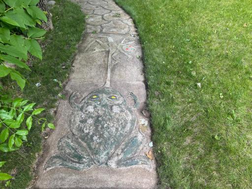 Additional view of the stamped concrete walkway
