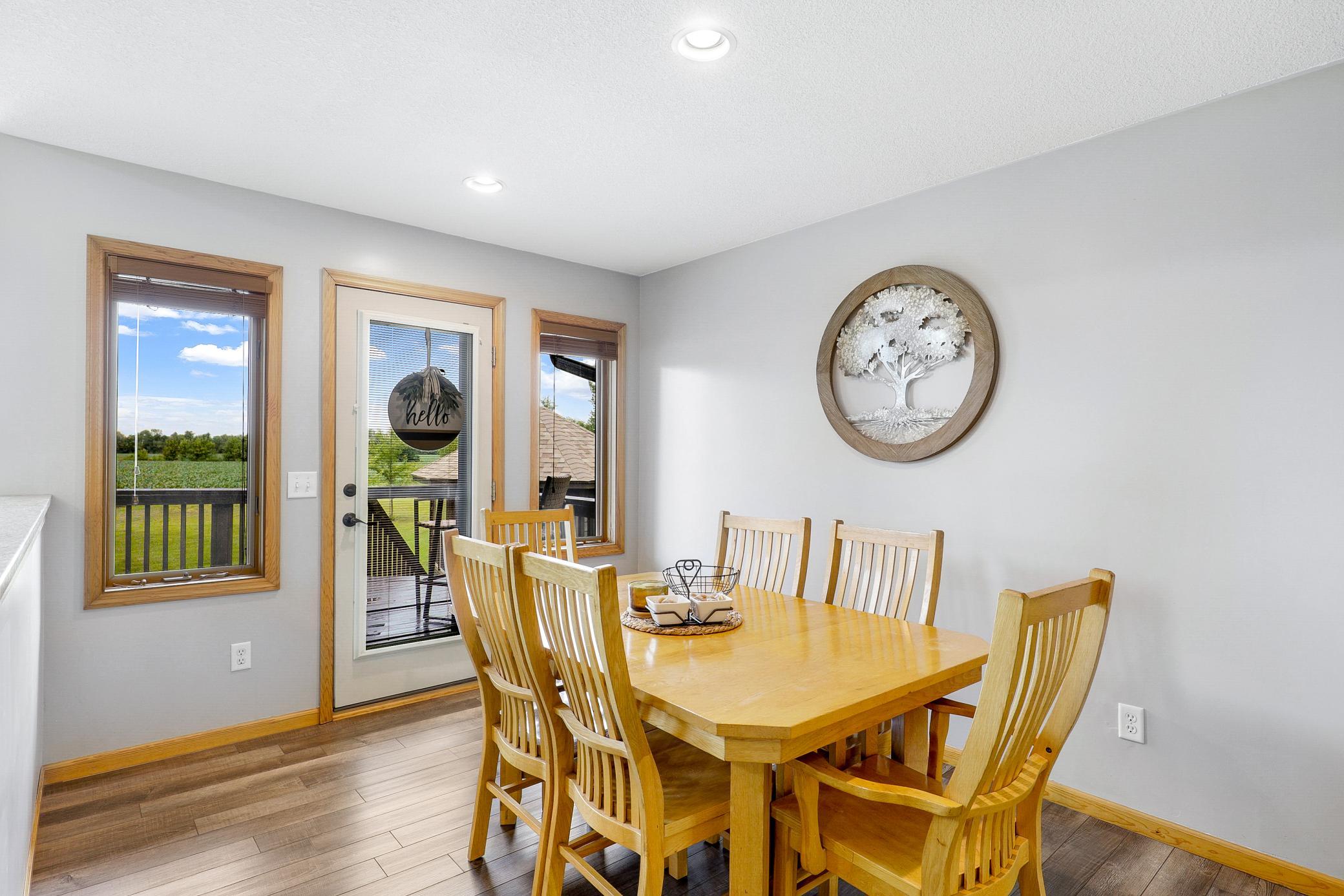 A 2017 renovation opened the kitchen, dining, and living areas, which included refaced cabinetry, new LVP flooring, granite countertops, new GE appliances, and a fresh knockdown ceiling.
