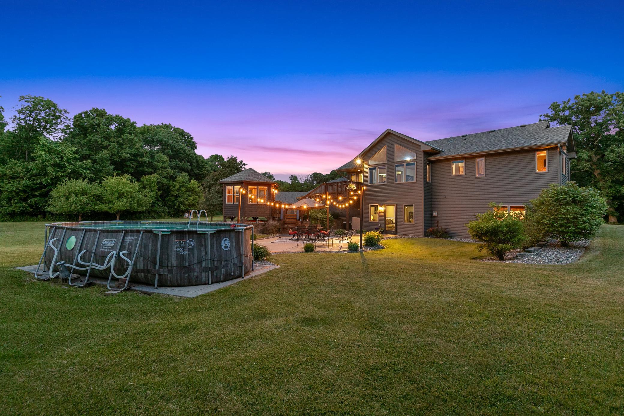 A new above ground pool, added in 2024, enhances the property’s outdoor enjoyment and rounds out a truly versatile and picturesque landscape.