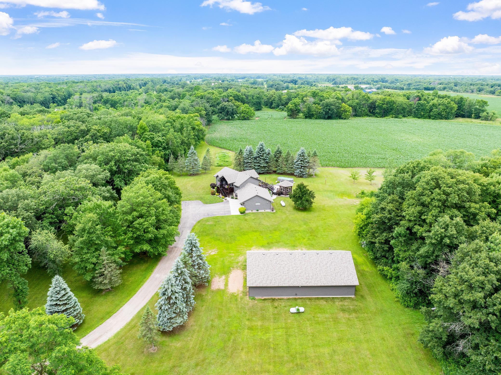 This serene, 20 acre estate consists 100% of usable high ground divided between huntable forest (approximately 11 acres), tillable acreage (approximately 7 acres), and park-like grounds (approximately 2 acres).