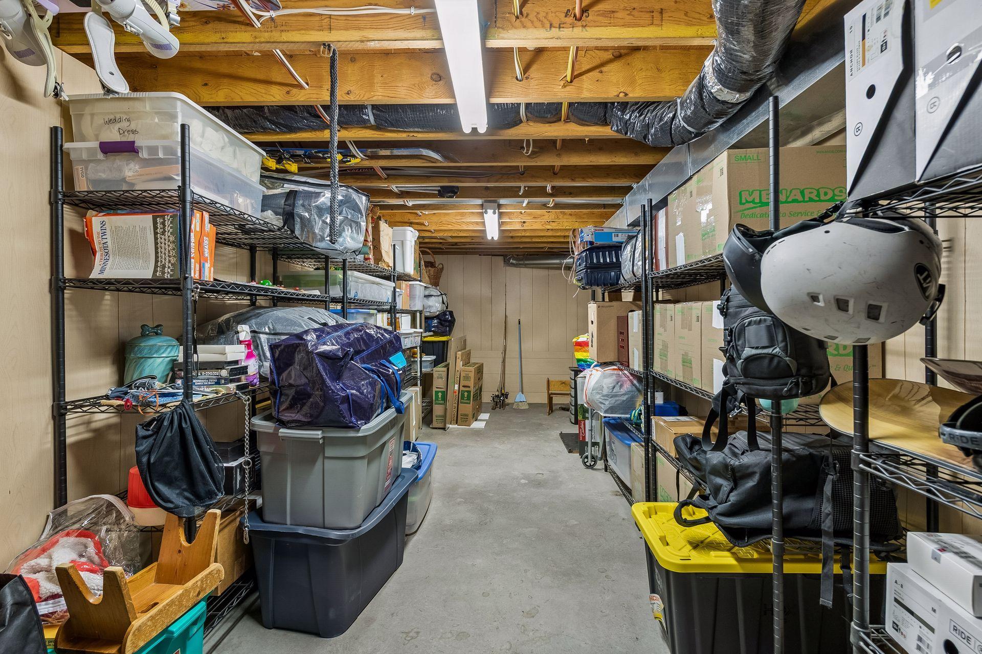 25x9 storage area in lower level.
