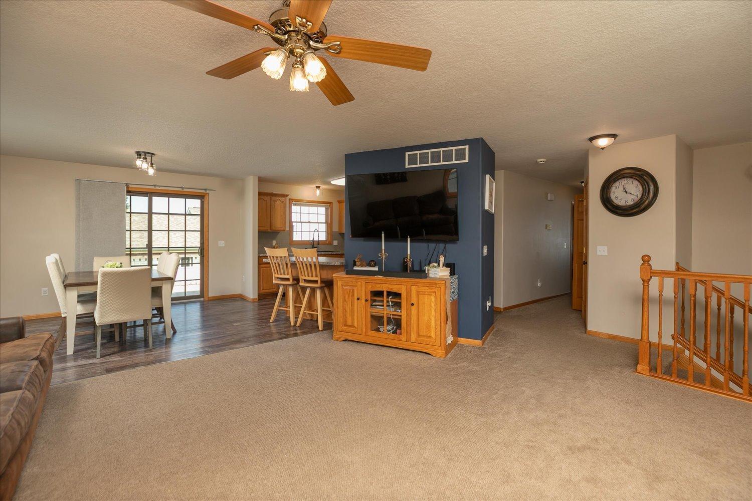 Living Room Open to Dining Room and Kitchen