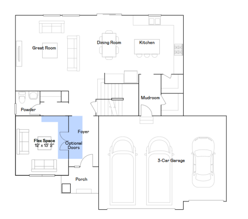 Lewis main level floorplan.