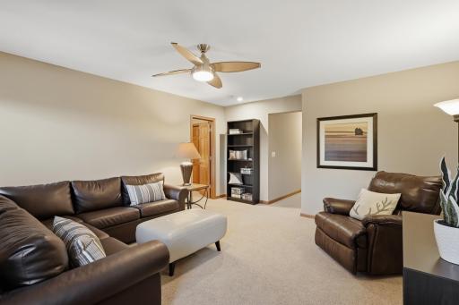 Finished lower level offers additional living and entertaining space.