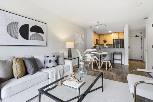 Spacious living area offering an easy flow between the kitchen, dining, and entertaining spaces.