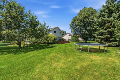 View from the corner of the yard looking at the back of the house