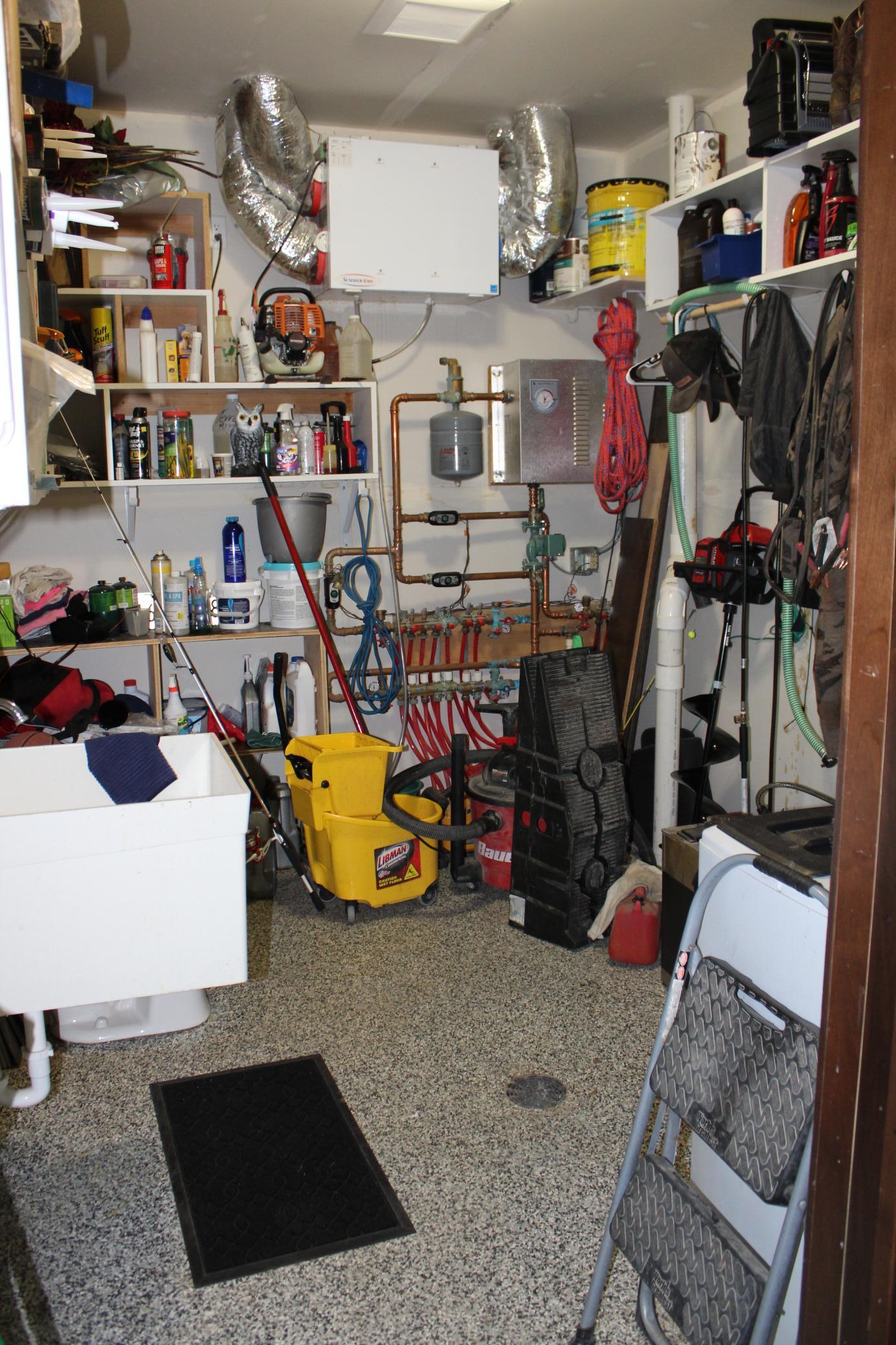 Utility-house & garage floor heat, air exchanger