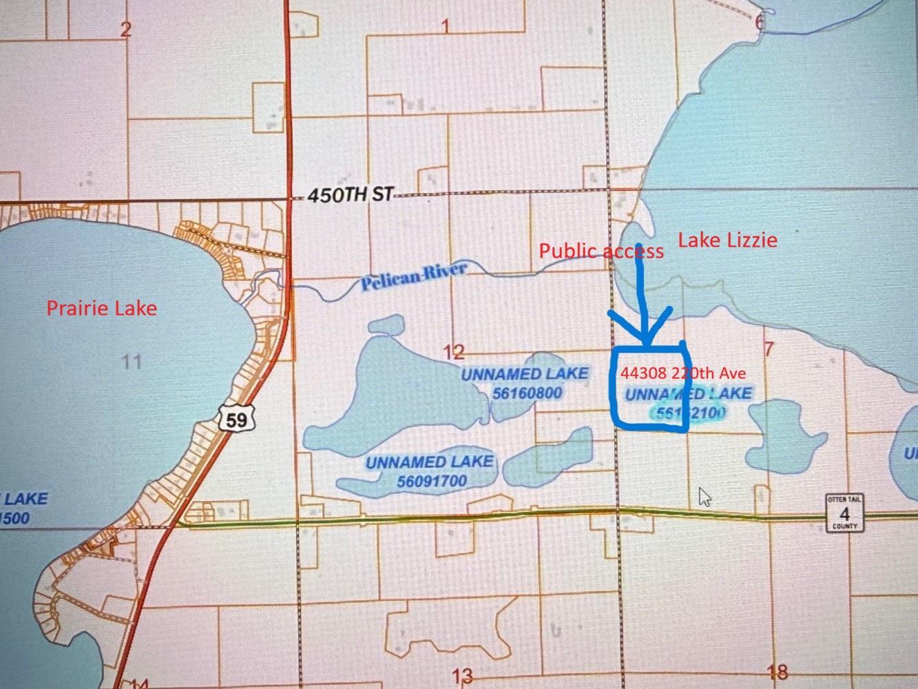 Very close to Lake Lizzie and Prairie Lake