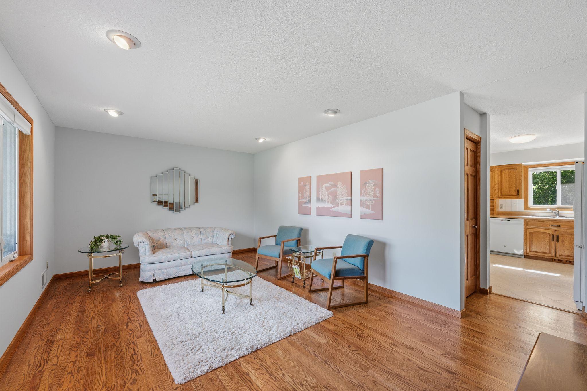 Real wood floors and recessed lighting