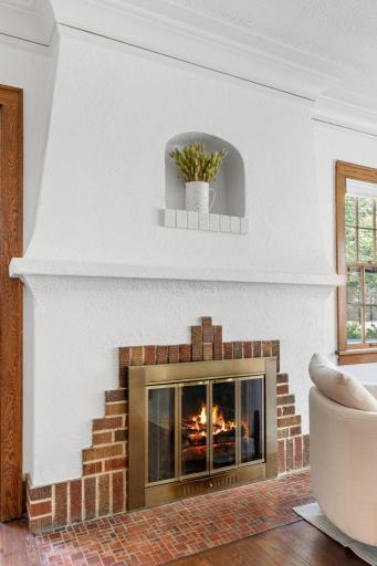 Enjoy the stunning wood burning firedplace