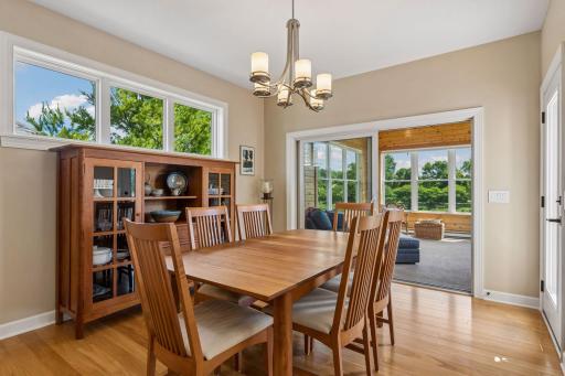 Dining area can easily accommodate a table of any size - cozy for daily dining needs or spread out for those larger holiday gatherings. The transom window is also larger in size than standard.