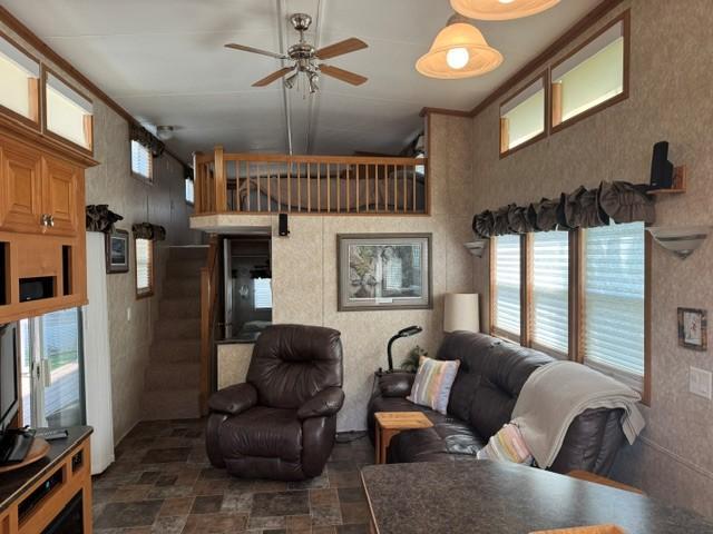 open floor plan with large loft.