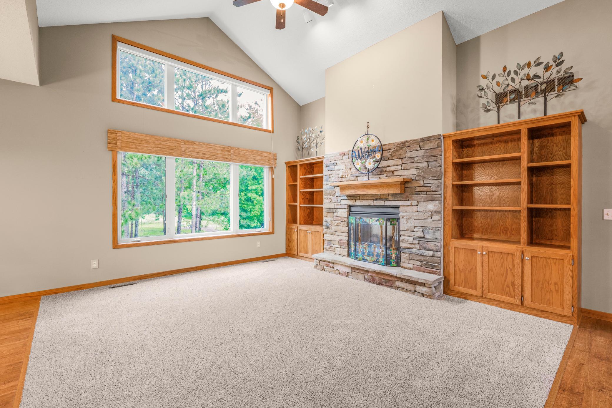 Lots of Light and Beautiful Fireplace!