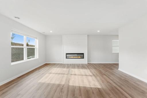 Family room with electric fireplace