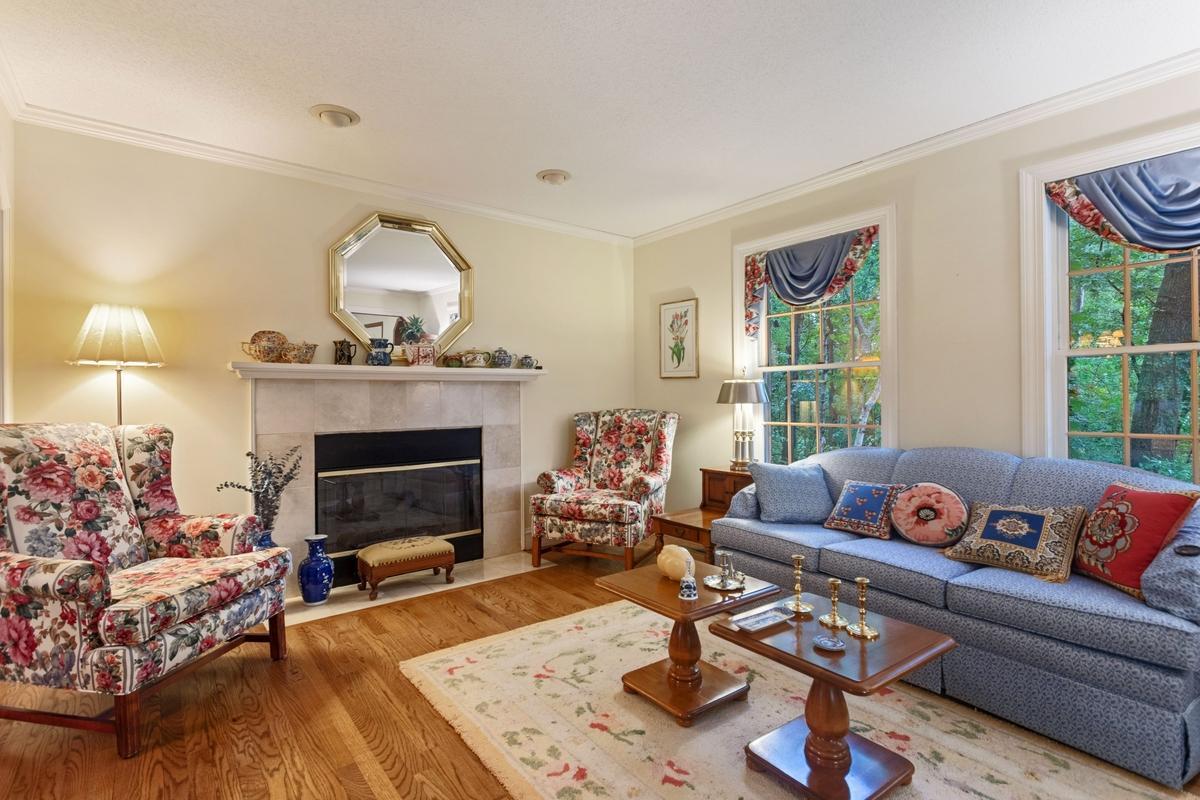 Living room with fireplace