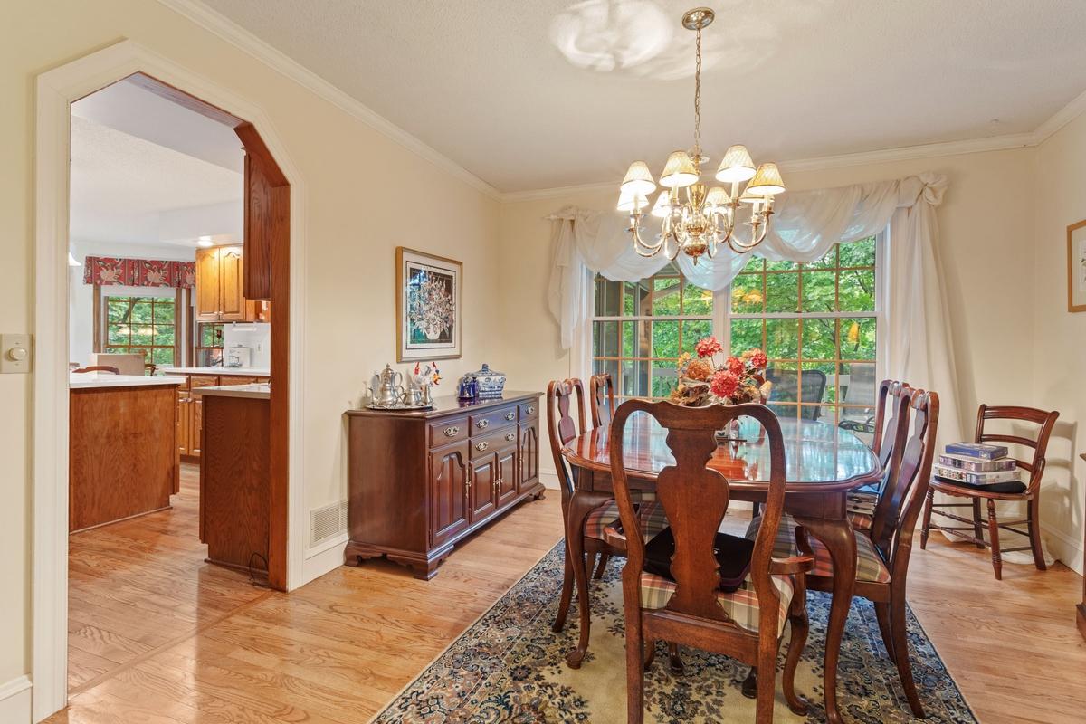 Formal dining with hardwood floors