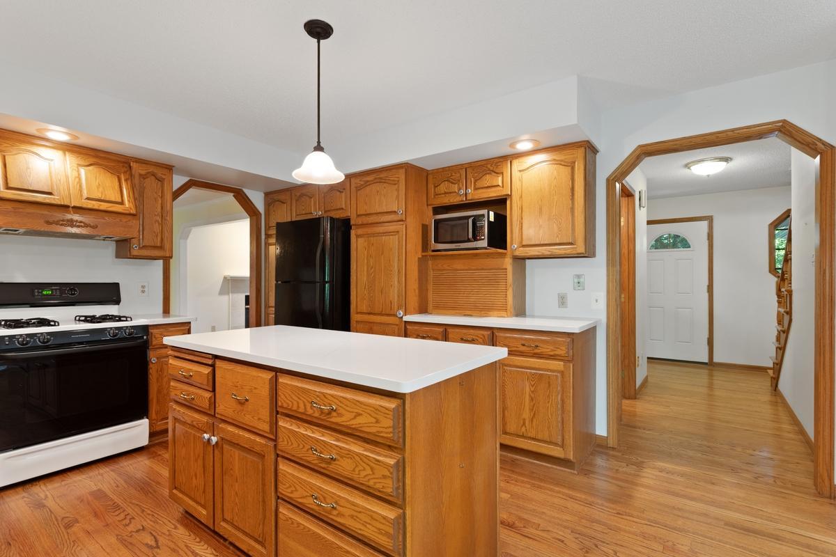 Center island with updated quartz counters