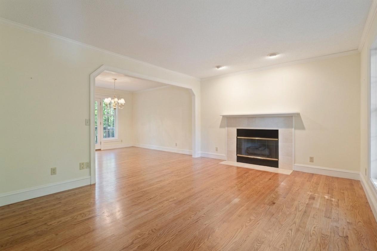 Living room looking into dining