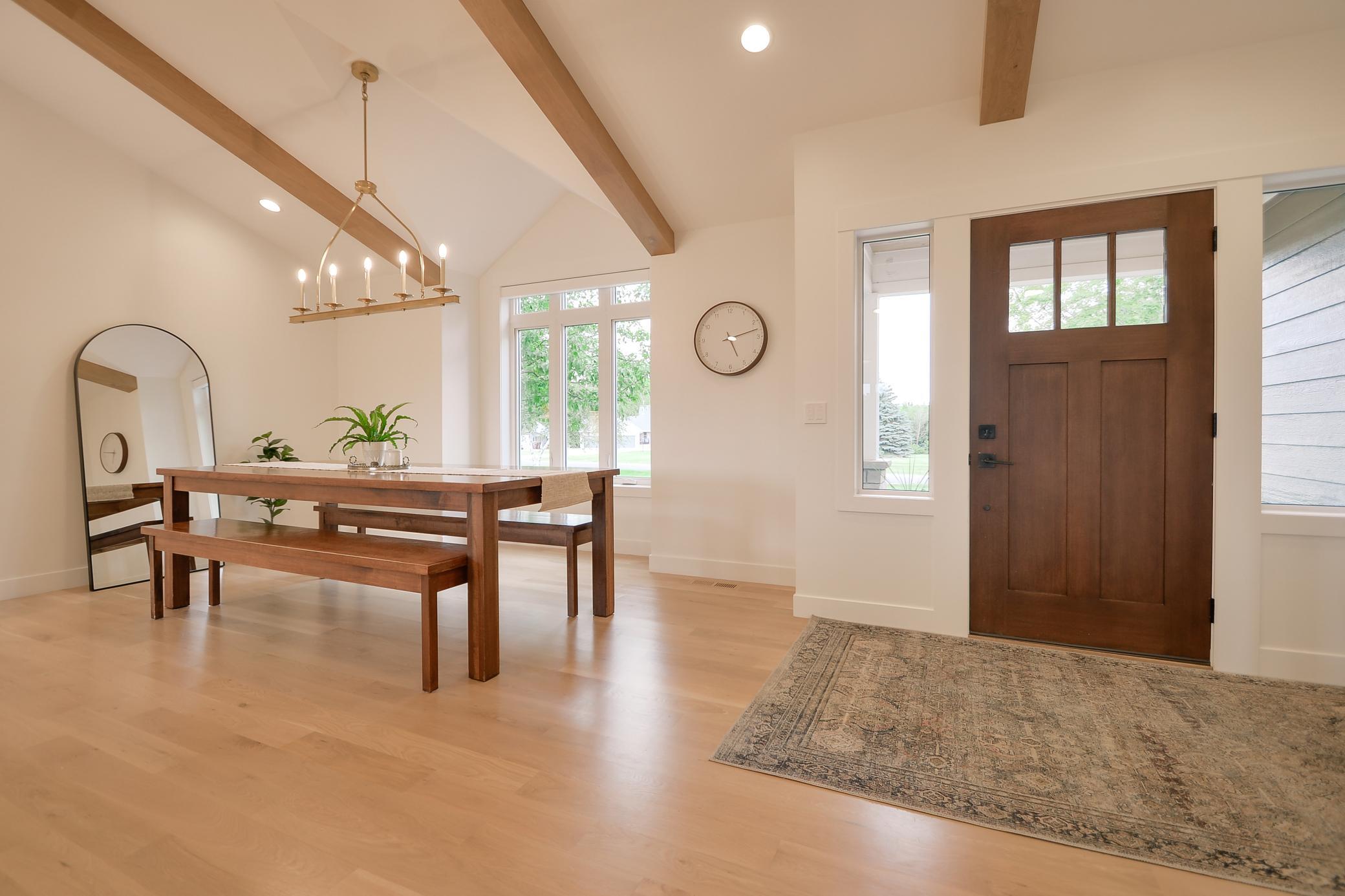 Large dining room next to entry way
