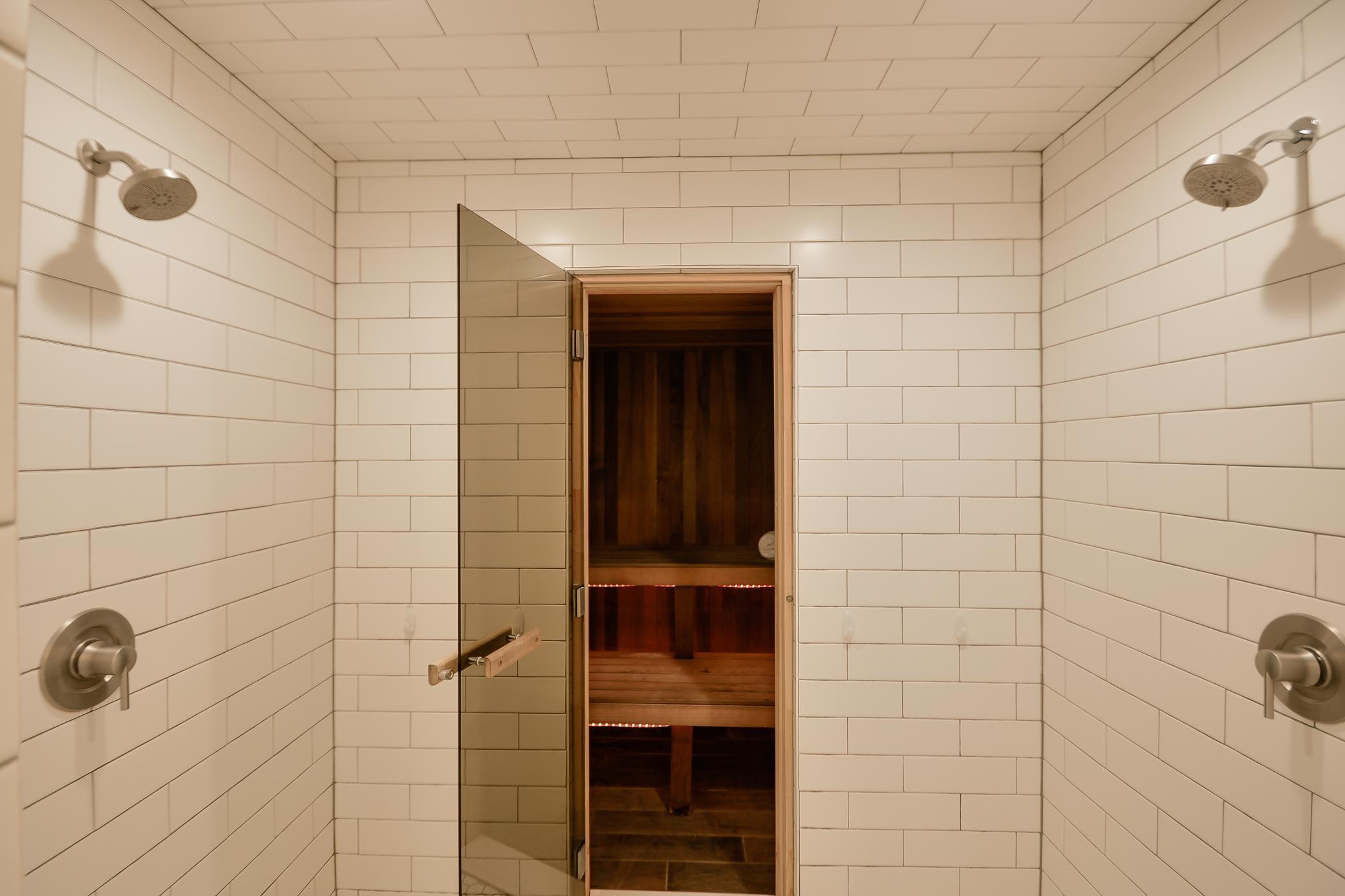 Impressive cedar sauna area