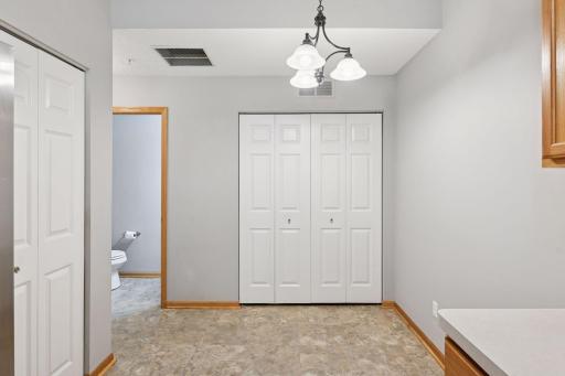 Natural woodwork beautifully accented by white panel doors.