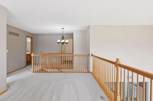Fantastic upper loft space is a perfect flex area - great office, play area, or extra family room. Neutral carpeting and paint throughout.
