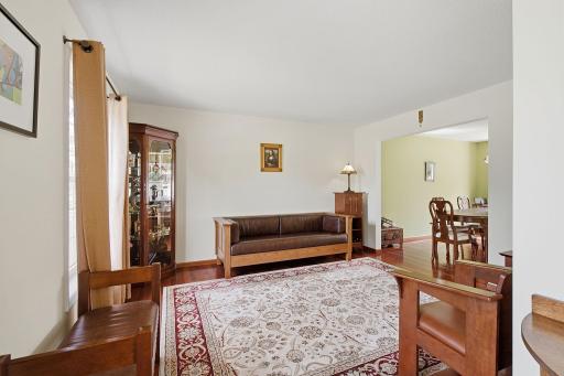 Formal sitting room features a made in Minnesota couch.