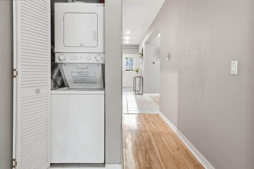 In-unit washer and dryer add comfort and convenience to condo living.