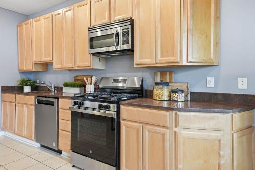 Beautiful kitchen with abundant storage and timeless finishes.