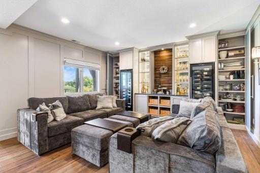 In this photo you can see the side custom built and designed cabinets have been opened to show the storage and organization possibilities.