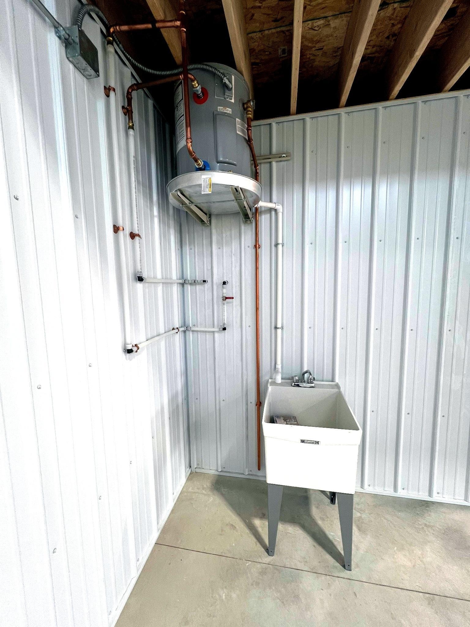 Water heater and shop sink