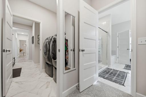 EASY! Walk from the bedroom to the bathroom to the closet to the laundry.