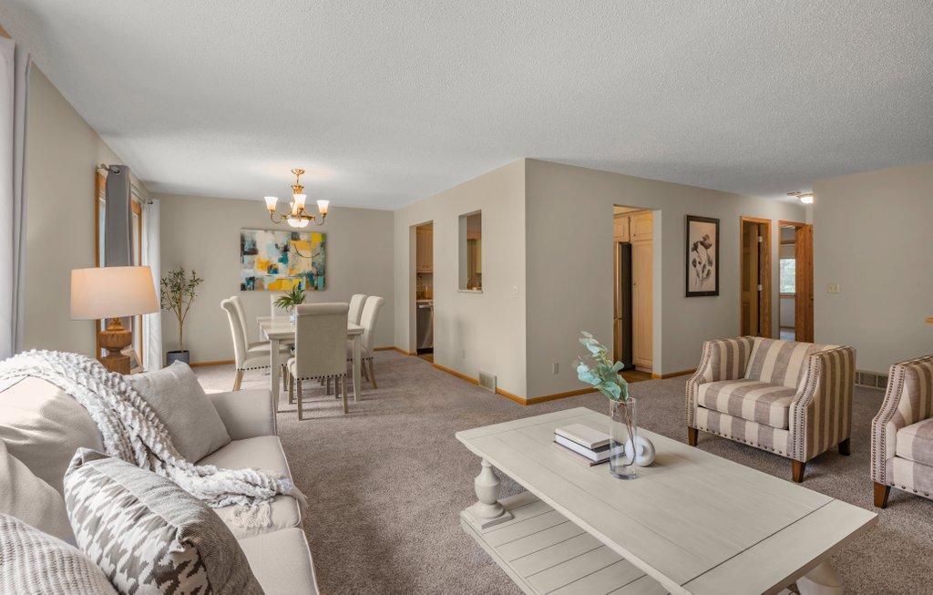 Living Room, Dining Room in background