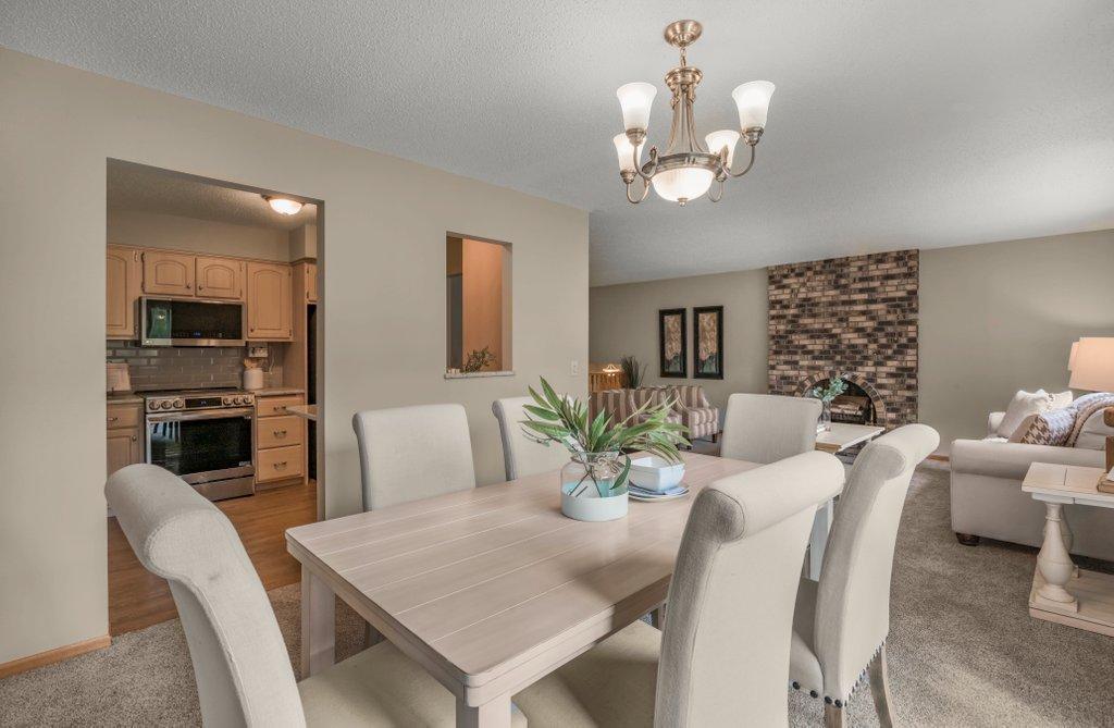 Dining Room with Liv Rm and Kitchen in background