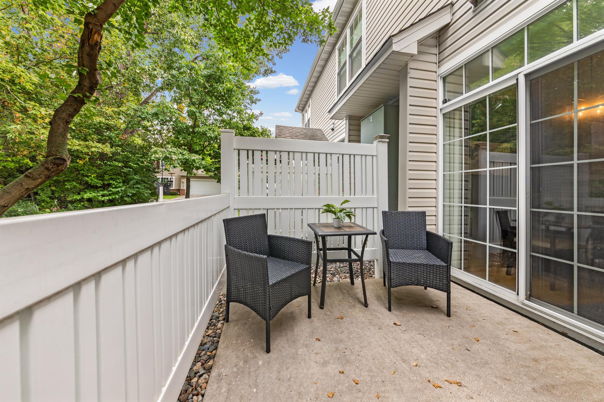 Back patio to enjoy the fall evenings!
