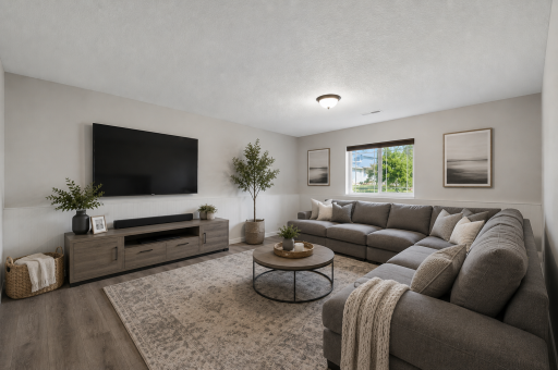 Lower level family room. Virtually staged.