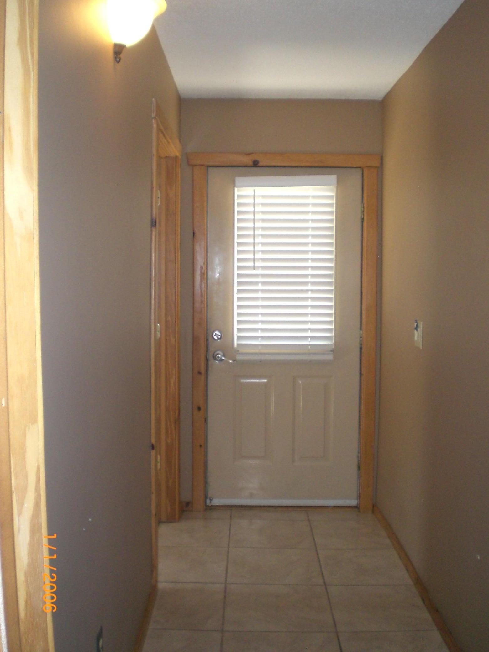 Exterior door by bedroom