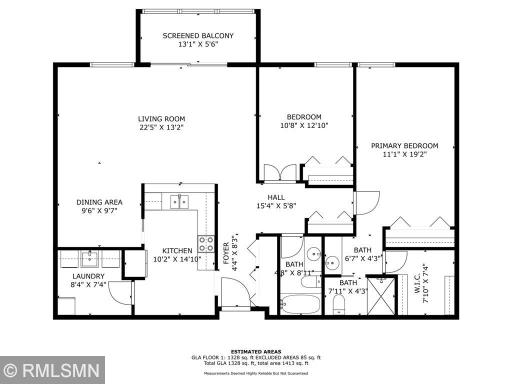 Room configuration is deemed reliable; room measurements are not necessarily reliable!