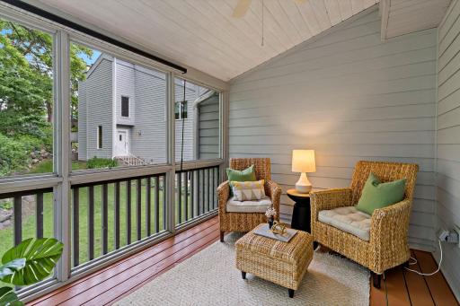 Private screened porch & deck are perfect for your summer entertaining.