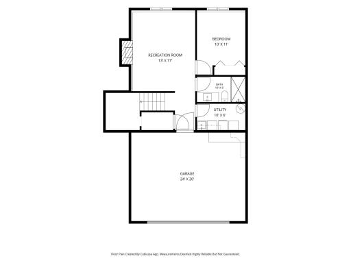 Lower level floorplan. Dimensions shown.