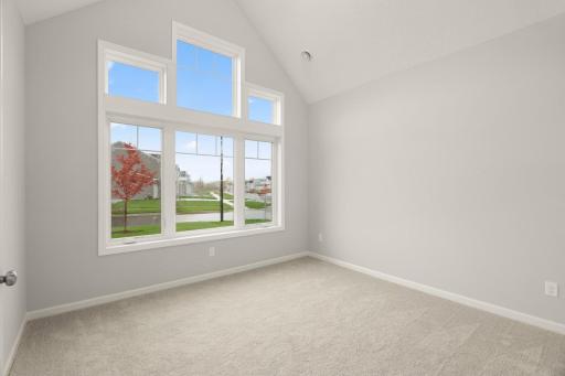 First Bedroom with vaulted ceiling - Image of the Actual Home