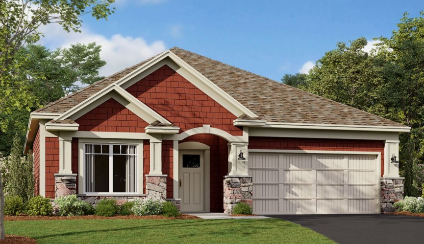 The beautiful elevation includes cement siding on all four sides and stone accents. Colors will vary from rendering shown.