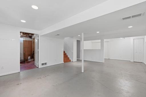 Lower level family room and rec room. Blank pallet for your decorating!