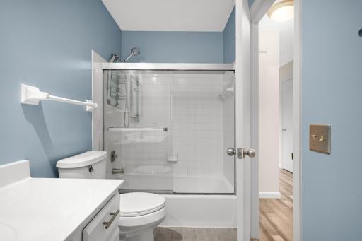 Well-appointed full bath complete with a tub/shower combination and an ideal layout for both everyday living and guests.