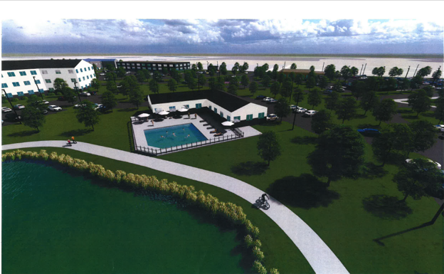 rendering of proposed and approved redevelopment