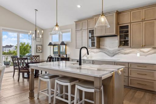 Beautiful center island overlooking dining area.